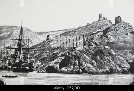 Navi russe a Balaklava; in Crimea; durante la Guerra di Crimea 1853 Foto Stock