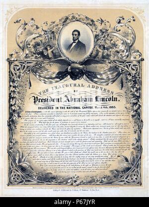 Il discorso inaugurale del presidente Abraham Lincoln consegnati nel Capitol nazionale, il 4 marzo 1865. Foto Stock