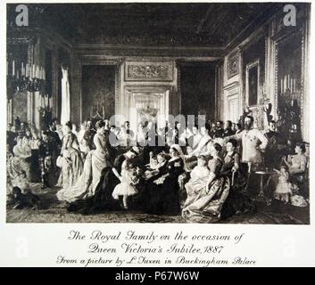 La Famiglia Reale con parenti europei si riuniscono a Londra durante le celebrazioni giubilari della regina Victoria in 1887 Foto Stock