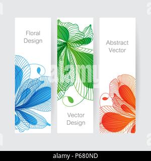 Set di banner floreali, design floreale Illustrazione Vettoriale