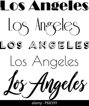 Los Angeles City testo isolato su bianco per il calligraphy Lettering vettore modello di stampa Illustrazione Vettoriale