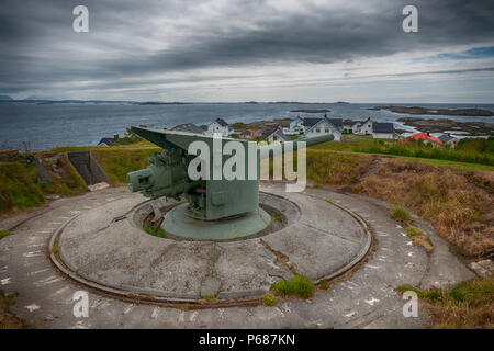 Gun emplacement a BUD, Norvegia. Foto Stock