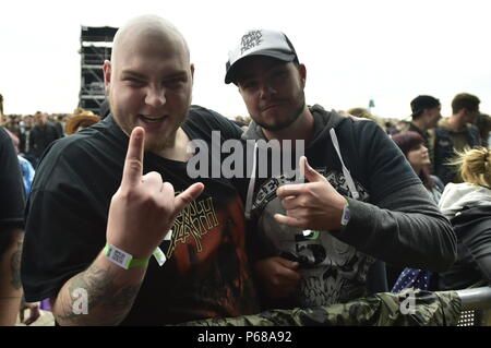 Panensky Tynec, Repubblica Ceca. Il 28 giugno, 2018. Il Aerodrome Festival inizia in Panensky Tynec, Repubblica Ceca, giovedì 28 giugno, 2018. Credito: Ondrej Hajek/CTK foto/Alamy Live News Foto Stock