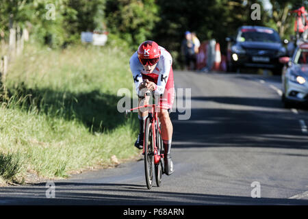 Northumberland, Regno Unito. Il 28 giugno, 2018. Alex Dowsett del Team Katusha- Alpecin prende il bronzo della Elite gara Mens Credito: Dan Cooke Credito: Dan Cooke/Alamy Live News Foto Stock