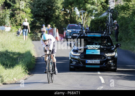 Northumberland, Regno Unito. Il 28 giugno, 2018. Geraint Thomas di Team Sky prende l'oro in Elite gara Mens Credito: Dan Cooke Credito: Dan Cooke/Alamy Live News Foto Stock