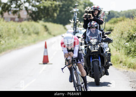 Northumberland, Regno Unito. Il 28 giugno, 2018. Thomas Pidcock del Team Wiggins prende il bronzo della U23 Mens gara Credito: Dan Cooke Credito: Dan Cooke/Alamy Live News Foto Stock