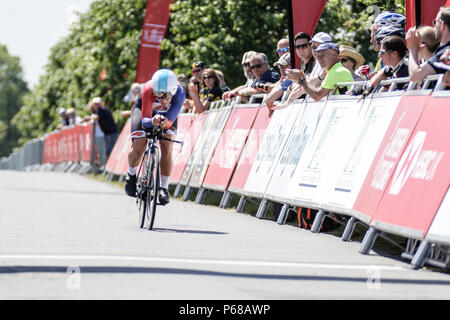 Northumberland, Regno Unito. Il 28 giugno, 2018. Neah Evans di piani di racing prende il bronzo della Elite Womens gara Credito: Dan Cooke Credito: Dan Cooke/Alamy Live News Foto Stock