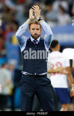 Kaliningrad, Russia. Il 28 giugno, 2018. Inghilterra Manager Gareth Southgate guarda sconsolato dopo il 2018 Coppa del Mondo FIFA Gruppo G match tra Inghilterra e Belgio a Kaliningrad Stadium il 28 giugno 2018 nella regione di Kaliningrad, Russia. (Foto di Daniel Chesterton/phcimages.com) Credit: Immagini di PHC/Alamy Live News Foto Stock