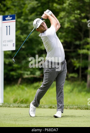 Potomac, MD, Stati Uniti d'America. Il 28 giugno, 2018. Matt ogni tee off all'undicesimo foro durante il primo round della Quicken prestiti nazionali a tpc in Potomac Potomac, MD. Justin Cooper/CSM/Alamy Live News Credito: Cal Sport Media/Alamy Live News Foto Stock