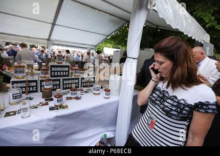 Parigi, Francia. 28 GIU, 2018. Ambasciata degli Stati Uniti d'America a Parigi, Francia, la data di ricezione presso la residenza dell'ambasciatore, Jamie McCourt, American Independence Day #Luglio4Parigi, la 242anniversario degli Stati Uniti e il terzo centenario di New Orleans. Credito: Ania Freindorf/Alamy Live News Foto Stock