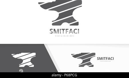 Vettore logo smith combinazione. Fabbro di simbolo o icona. Unico metallo logotipo di modello di progettazione. Illustrazione Vettoriale
