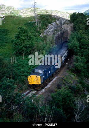 West Highland Line. No.37043 'Loch Lomond' a Loch Ailort con il 16.05 servizio da Fort William a Mallaig. Il 21 luglio 1984. Foto Stock