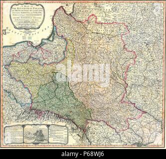 Mappa che mostra la partizione del regno di Polonia e del Granducato di Lituania. 1799 Foto Stock