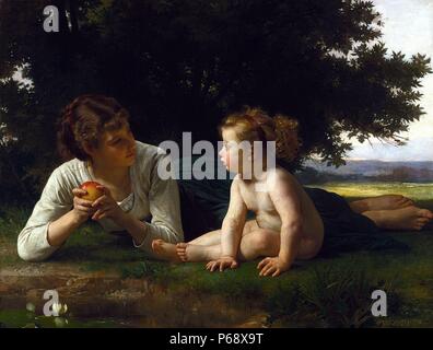 Pittura intitolato "tentazione" dipinto da William Adolphe Bouguereau (1825-1905) francese pittore accademico e tradizionalista. Datata 1880. Foto Stock