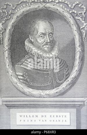 William I; il principe di Orange (1533 - 1584); noto come William il silenzioso. leader della rivolta olandese contro gli Spagnoli che impostato su off gli ottanta anni di guerra e ha comportato l'indipendenza formale delle province unite nel 1648. La Chiesa cattolica francese Balthasar Gérard shot William nel torace a distanza ravvicinata. Foto Stock