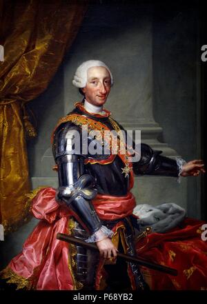 Ritratto di Carlo III (1716-1788), Re di Spagna e lo spagnolo indie. Dipinto da Anton Raphael Mengs (1728-1779). Datata xviii secolo Foto Stock