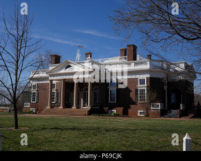 'Monticello', la casa e la piantagione primaria di Thomas Jefferson a Charlottesville VA. Foto Stock