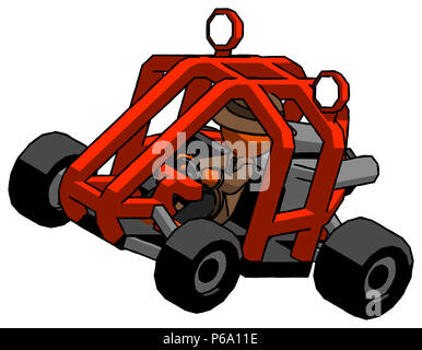 Arancione uomo detective equitazione buggy lato alto angolo di visione. Foto Stock