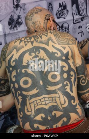 L'Inghilterra,Londra,London Tattoo Convention,Tattoo Foto Stock