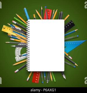 Blocco note e penne Illustrazione Vettoriale