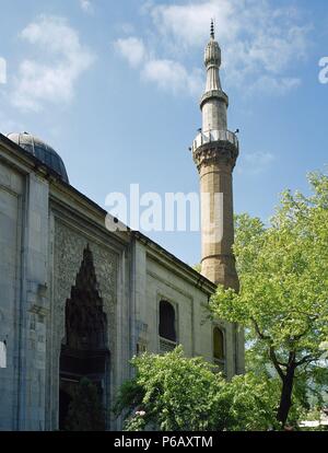 La Turchia. Bursa. Yesil moschea o moschea di Mehmed I. stile ottomano. Architetto, Haci Ivaz Pasha, XV secolo. All'esterno. Vista. Foto Stock