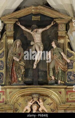 PARROQUIA DE SAN MARTIN. DETALLES del retablo. Foto Stock