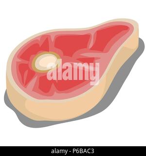 Succosa carne fetta isolati su sfondo bianco. Vector cartoon close-up illustrazione. Illustrazione Vettoriale