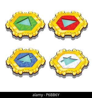 Insieme di chip con i simboli degli elementi isolati su sfondo bianco. Vector cartoon close-up illustrazione. Illustrazione Vettoriale