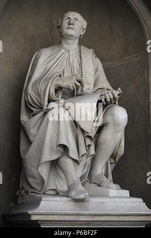 Filippo Brunelleschi (1377-1446). Architetto e ingegnere del Rinascimento italiano. Statua di Firenze. L'Italia. Foto Stock