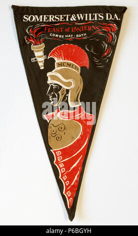 Vecchio Vintage British Camping Flag o Pennant Somerset e Wilts DA Foto Stock