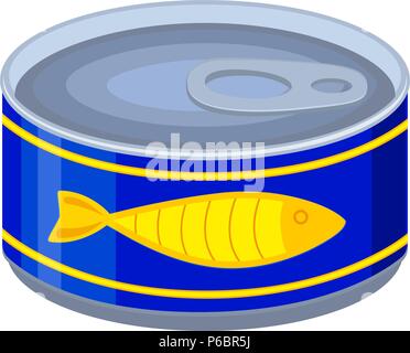 Colorata in stile fumetto di pesce in scatola Illustrazione Vettoriale