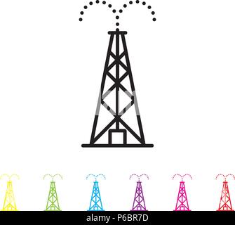 Olio impianto di perforazione linea del vettore icona. Combustibile fossile e industria energetica simbolo. Illustrazione Vettoriale