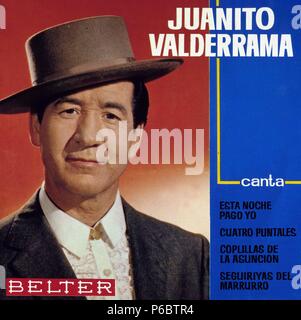 JUANITO VALDERRAMA. CANTANTE ESPAÑOL. TORREDELCAMPO 1916 - 2004. PORTADA discoteca. Foto Stock