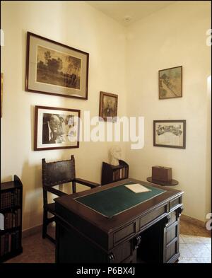 JIMENEZ, Juan Ramon. ESCRITOR ESPAÑOL. A MOGUER 1881-1958. CASA-MUSEO EN MOGUER. DESPACHO DEL POETA. Foto Stock