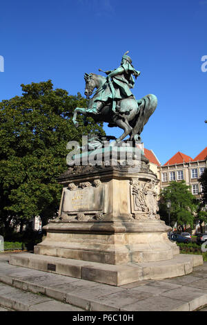 Polonia - Gdansk city (anche sapere nas Danzig) nella regione della Pomerania. Famoso re Giovanni III Sobieski statua equestre. Foto Stock