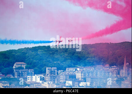 Le frecce rosse nella RAF centenario livrea, Weston Air Festival 2018 Foto Stock