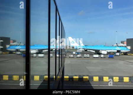 Amsterdam, Paesi Bassi, KLM Airbus A330 sul piazzale dell'aeroporto di Schiphol Foto Stock