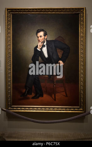 Abraham Lincoln ritratto da George Peter Alexander Healy, appeso alla National Portrait Gallery di Washington, il Distretto di Columbia, Stati Uniti d'America Foto Stock