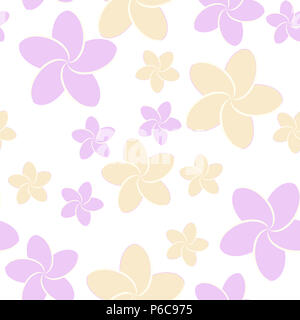 Seamless Plumeria flower pattern su sfondo bianco, vettoriale EPS 10 Foto Stock