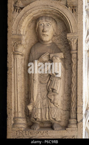 San Filippo apostolo, bass sollievo dai seguaci di Wiligelmo, Princes Gate", il Duomo di Modena, Italia Foto Stock