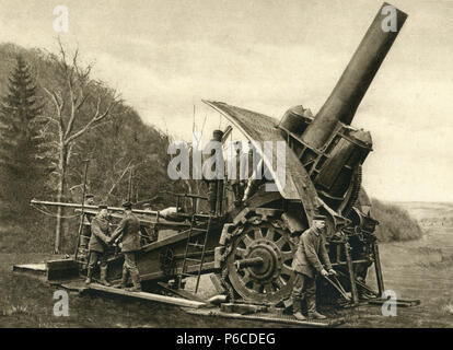 La prima guerra mondiale, Big Bertha, 42 cm Mörser, ww1, la prima guerra mondiale, la prima guerra mondiale Foto Stock