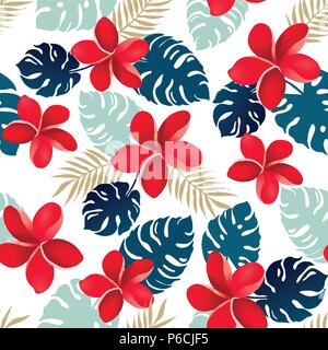 Seamless tropical motivo floreale illustrazione vettoriale. Illustrazione Vettoriale