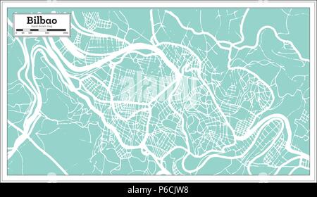 Bilbao Spagna Mappa della città in stile retrò. Mappa di contorno. Illustrazione Vettoriale. Illustrazione Vettoriale