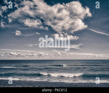 Arte digitale: Hollicombe spiaggia vicino a Paignton, Devon, Gran Bretagna (immagine HDR) Foto Stock
