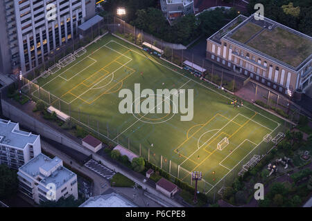 Vista aerea di un campo di calcio Foto Stock