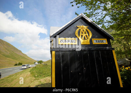 Vecchio telefono aa casella sulla a591 dunmail sollevare nel Lake District Cumbria Inghilterra England Regno Unito Foto Stock