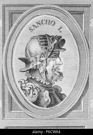 SANCHO I ' EL CRASO '. REY DE LEON DE 956 - 966. DE GRABADO ARNOLDO VANWESTER , 1684. BIBLIOTECA Nacional. Foto Stock