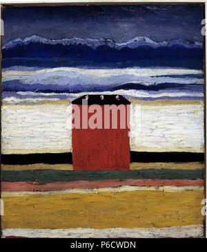 MALEVICH. KASIMIR. PINTOR RUSO. 1878 - 1935. ' CASA ROJA ' OLEO sobre lienzo , año 1932. MUSEO ESTATAL RUSO. PETERSBURGO DI SAN. Foto Stock