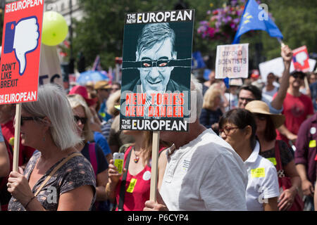 Voto popolare anti-Brexit protesta: 100'000 marzo a Piazza del Parlamento il 23 giugno 2018, due anni dopo il referendum Brexit votazione. Foto Stock