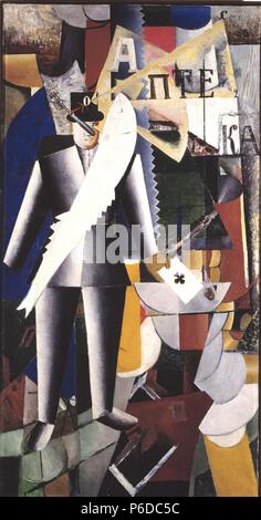 MALEVICH. KASIMIR. PINTOR RUSO. 1878 - 1935. ' ' AVIADOR , OLEO sobre lienzo , año 1914. MUSEO ESTATAL RUSO. PETERSBURGO DI SAN. Foto Stock